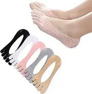 [werdribo] 5 Pairs Orthopedic Toe Compression Socks, No Show Five Toes Socks, Breathable Split Toe Five Finger Socks