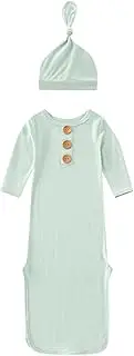 [Generic] Sweatsuits for Baby Boys Newborn Baby Boys Girls Hat Set Soft Bamboos Viscose Infant Sleeper Baby Sleep Gown with Mittens Baby Undershirts 6 9 Months (Green, 0-3 Months)