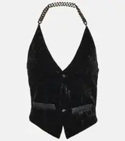 [Didu] Didu Chain-detail velvet vest AU 16 black