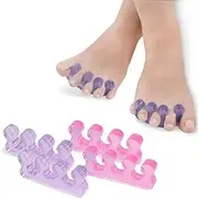 4 Pcs Pink and Purple Toe Separators for Pedicure, Gel Toe Spacers for Men and Women Suitable for Overlapping Toes, Bunions, Hammer Toe, Soft Toe Spreader for Separating Toenails, Nail Art and Polish