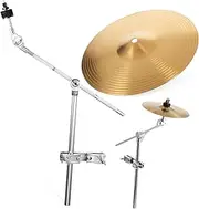 FUTUREORYY 10'' Drum Mute Splash Cymbal Stand Set Adjustable Boom Holder for Easy Drum Practice
