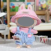 Labubu Baby Clothes 17cm Labubu Cloth Clothes Heartbeat Macaron Vinyl Face Doll Baby Clothes Replacement——style:Lovley Pink Hat