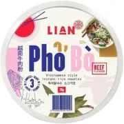 12 x 70g Bowls Lian Pho Bo Beef Vietnamese Style Instant Rice Noodle Meals