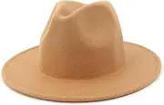 [Yiozoi] Unisex Wide Brimmed Flat Brimmed Fedora Jazz Trilby Hat Formal Party Bowler Hat