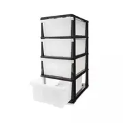 4 Drawer Storage Unit on Wheels Storage Organization Container Tub Home Clothes