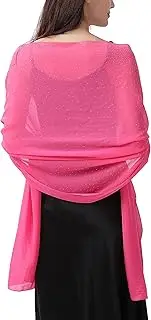 [changyexi] Evening Wrap Shawl for Women, Sparkly Rhinestone Sheer Chiffon Shawls, Formal Dress Cover