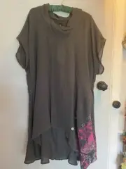 TS Taking Shape New Grey Cotton/Linen Blend Hi Low Tunic size 18