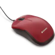 Verbatim Corporation 70234 Silent Corded Optical Mouse Red Ergonomic Notebook