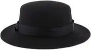 [Generic] Classic Fedora Hat Jazz Hat Men Party Church Trilby Hat with Ribbon Band - Black, 56-58cm