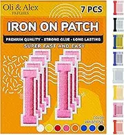 Oli and Alex Iron On Letters 2.4 inch - 7 pcs of I Pink Patches Letters for Clothing - Super Glue - No sew Needed - Embroidery Football Team School University - Pink, I