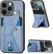 [ZIHEWJLAI] Case for Apple iPhone 15 Pro Max 6.7 inch Back Stand Case Magnetic Card Holder TPU Kickstand Cover Full Protection Anti Fingerprint Case for iPhone 15 Pro Max (Blue, iPhone 15 Pro Max)