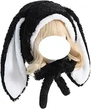 [TTYAO REII] Furry Lop Ear Rabbit Hat Beanie Cute Bunny Hat Fluffy Animal Warm Hat Cap for Women Girls Outdoor