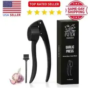 Matte Black 6061 aluminum Quality Garlic Press With Cleaning Tool New In Box