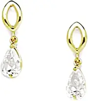 [JewelryWeb] 14k Yellow Gold CZ Simulated Diamond Pear Drop Screw Back Earrings 15x4mm Stud Earring for Women