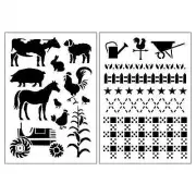 Farmhouse Icon & Border Plastic Stencils, 7" x 10" by Craft Smart® 19 designs