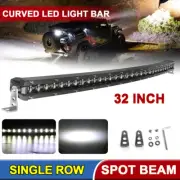 6D 32inch 300W Curved Single Row LED Light Bar Super Slim Boat Chevy Car 30"31"