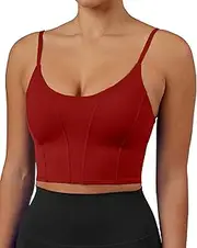 [XUNYU] Longline Sports Bras for Women Padded Yoga Tank Top Supportive Workout Crop Tops Built in Bras Adjustable Straps