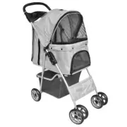 Folding Pet Stroller Pram Dog Cat Carrier Large Travel Pushchair Foldable Wheels