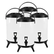 SOGA 4X 10L Stainless Steel Insulated Milk Tea Barrel Hot and Cold Beverage Dispenser Container with Faucet White
