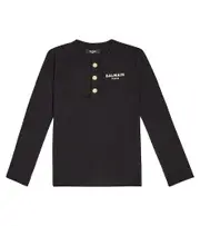 [Balmain Kids] Balmain Kids Logo cotton and wool top Y 10 black