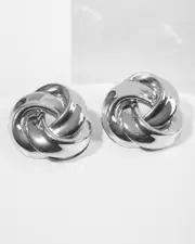 Silver Large Knot Stud Earrings