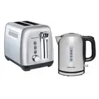 Morphy Richards Silver Equip Kettle 1L MREK1SS & 2 Slice Toaster MREK1B Set