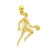 14K Gold Silhouette Basketball Dribbling Charm