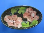 Moorcroft Large Green Bowl Coral Hibiscus Walter Moorcroft SIGNED & Label 23cm