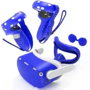Controller Grips Cover for Oculus Quest 2 Anti-Leakage Silicone Face Cover Blue.