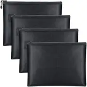 4 Pack 13x9 Inch Fireproof Bags Waterproof Money Pouches w/ Zipper for Valuables