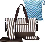 Nappy Bag Value Set + Stroller Hooks, Wet Dry Bag, Changing Pad, More