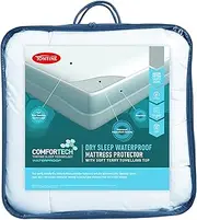 Tontine Comfortech Dry Sleep Waterproof Mattress Protector, Single, 50cm Fitted Skirt, Soft Terry Towelling Cover, Machine Washable