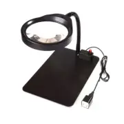 Big Metal Base USB LED Desk Lamp Magnifier Table Top Magnifying Glass