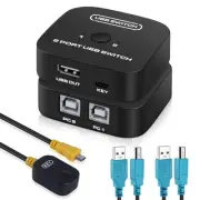 USB Printer Sharing Switch for Two Computers, Printer Splitter with 2 USB Pri...