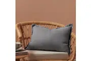 Natural Home ARDENNE Washed French Linen Rectangular Cushion with Oxford Edge Birch Grey 40x60cm