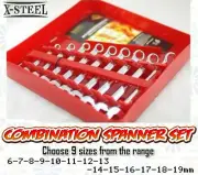 Combination / Ring Open End Spanner Wrench Set any 9 Sizes from 6 -19mm