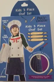Kids 3 Piece CHEF Set - Apron, Hat & Tea Towel Dress Up Costumes Play