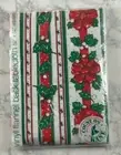 Vinyl Flannel back Tablecloth Holiday Bows and Holly Square 52x52 Vintage