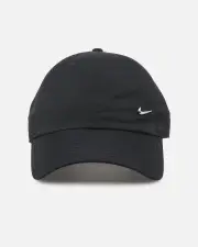 [Nike] Nike Unstructured Dri-fit Club Metal Swoosh Strapback Cap Black/silver - Size M/L M/L Black/Silver