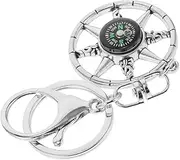 [Healvian] Nautical Compass Keyring Metal Ship Wheel Keychain Pendant for Car Keys Handbags and Craftsmanship and Versatile Design for Hiking and Camping