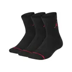 NIKE 襪子 JORDAN CUSHIONED SOCKS 童襪 大童 黑 紅 喬丹 短襪 三雙入 加厚底 JD2213021GS-001