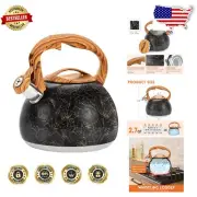 Luxury Black Art Line 3.1 Quart Kettle with Loud Whistle & Anti-Heat Handle
