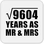 [Designsify] Gifts, 98th Anniversary Square Root of 9604 Years As Mr & Mrs, Drink Coaster Mat Wipe-Clean Non-Slip Non-Skid Cork Back, for Birthday Mom Dad Parents Fathers Mothers Day Party
