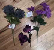 Artificial / Fake Flower Bundles, Hydrangea Dahlias Purple Lot