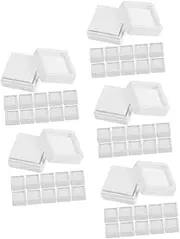 STOBAZA 5sets Sturdy Mini Jewelry Box Square Acrylic Ring Storage Display Case for Gems Portable Jewelry Organizer 12pcs*5