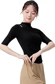 [Angcoco] Women's Half Sleeve Sheer Mesh Split Top