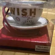 New Starbucks 2006 Wish Holiday Miniature Coffee Cup & Saucer Ornament