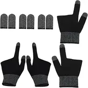 Kisangel 2 Pairs Gaming Gloves Touch Screen Finger Sleeve Graphene Thumb Cover for Breathable Material Elastic Fit