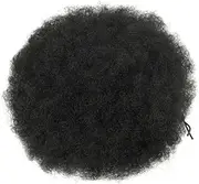 Afro Drawstring Ponytail Hair Bun Curly Kinky Short Synthetic Hair Extensions for Women and Girls Black Hair Accessories(Black)