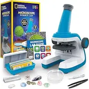 NATIONAL GEOGRAPHIC Microscope for Kids - STEM Kit with an Easy-to-Use Kids Microscope, Up to 400x Zoom, Blank and Prepared Slides, Rock and Mineral Specimens, 37 Piece Set, Great Science Project Set